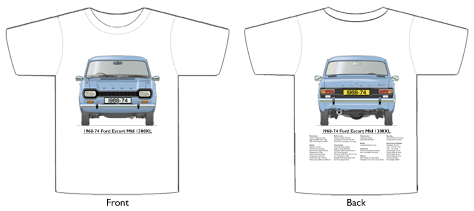 Ford Escort MkI 1300 XL 1968-74 T-shirt Front & Back